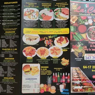 Menu as of October 2021