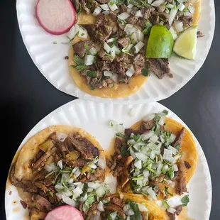 Asada Tacos (top) &amp; pastor (bottom) (IG: @evsn_eats)