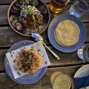 Tuna tostada, spicy margarita, ceviche