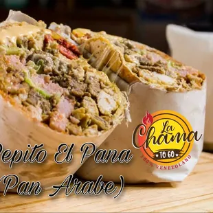 a burrito cut in half