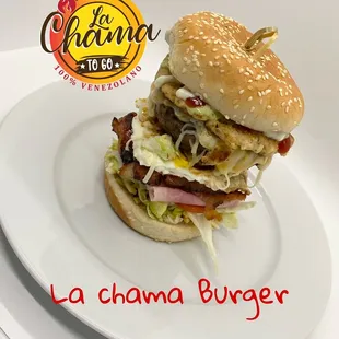 a hamburger on a plate