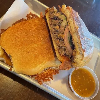 Queso Torta Birria w/ Consome