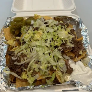 Steak nachos with no green chili