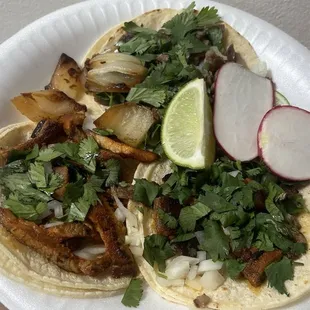 Two pastor and one asada taco for a quick snacky!