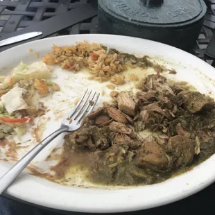 Pork Verde lunch. Only thing I ate was the beans and a few pieces of meat.  Enough to know I didn&apos;t like it.