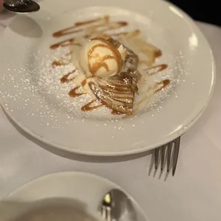Apple tart with ice cream dessert. I ordered it and said I'd share it. They split it up om the kitchen!