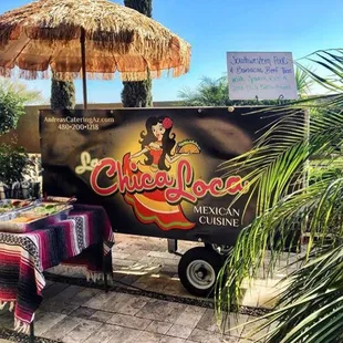 a table set up outside