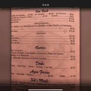 Lunch and dinner menu 1