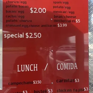 Food menu as of end of june 2021