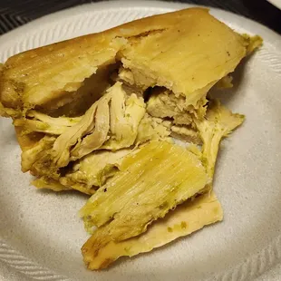 Chicken tamal with verde sauce