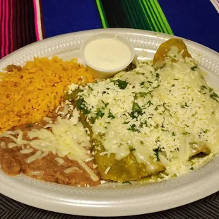 Chicken enchiladas with salsa verde dinner