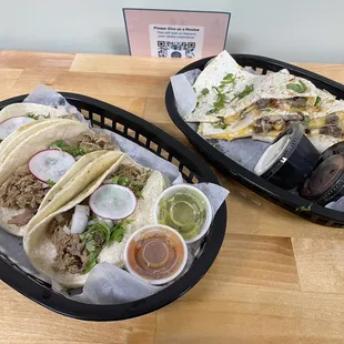 two tacos in a basket