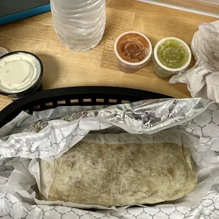 Steak burrito no cheese or quac