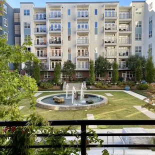 View of the huge courtyard/fountain from the covered patio