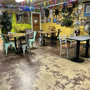 Inside of place, they have a huge TV.