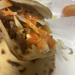 Lengua Gordita with habanero salsa. Delicious!