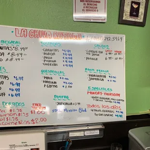 UPDATED MENU PRICES CURRENT