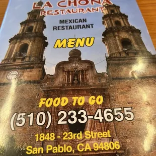 a menu for a mexican restaurant