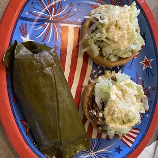 #2, chicken tamale and sopas