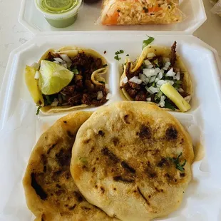 Al pastor and papusa combo