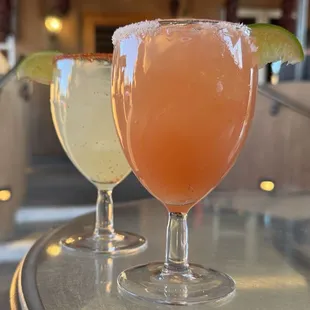 Smoke &amp; Fire (mezcal cocktail) and Sangre de Cristo (blood orange margarita).