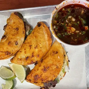 Birria Tacos with queso