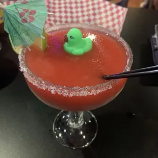 A strawberry frozen margarita