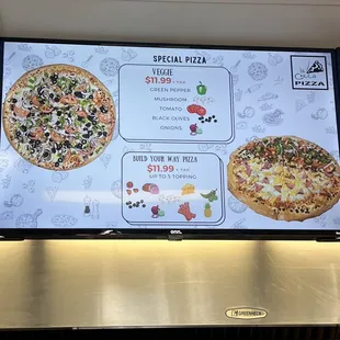 a menu for a special pizza