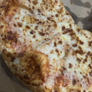 Large cheese pizza almost gone
