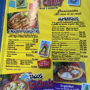 the menu for the restaurant