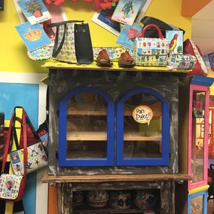 a colorful display of items