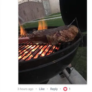 a steak on a grill