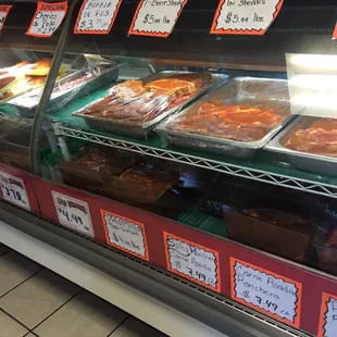 Steaks, Birria, chorizo, fajitas, bass filet!
