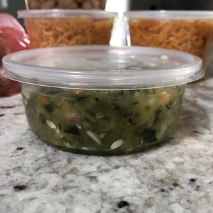 My free cucumber salsa.. spicy and yummy!