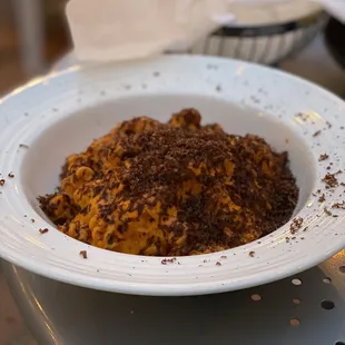 Pasta Cruzza cun Arrizonis (Artisanal Fusilli Sea Urchin Tomato Grated Tuna Heart)