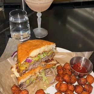 Burger + Sweet Potato Tots + Marilyn Monroe