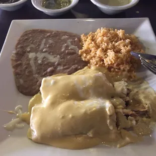 Cowboy enchiladas w/ chicken, very light and tasty