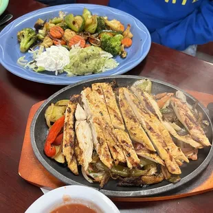 Chicken Fajitas with grilled veggies.