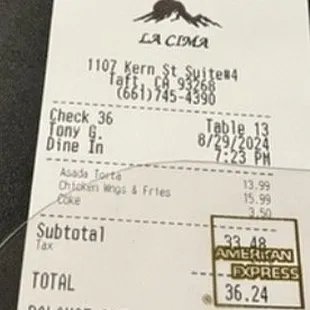 And lastly, this is what I was charged not that long ago 15.99. Under no circumstances should you pay for water.