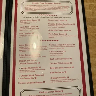 menu
