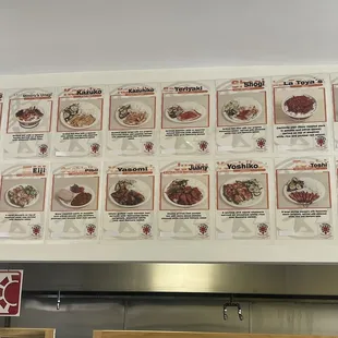 More of the menu, on the wall.