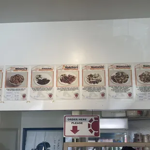The menu is on the wall