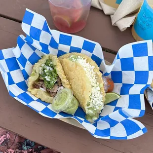 Carne asada puffy taco and cheese empanada