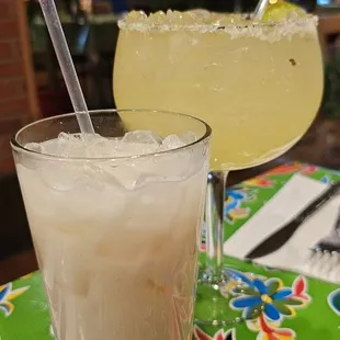 two drinks on a table