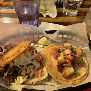 Steak Gordita and Fish Taco