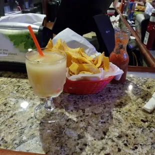 Texas Margarita, chips and salsa.