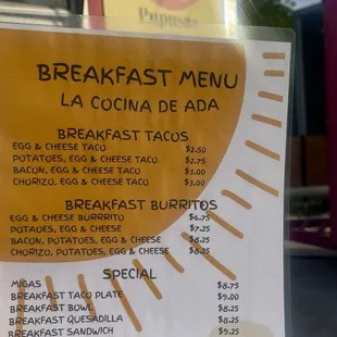 menu