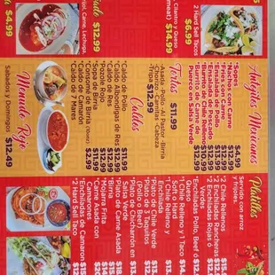 Menu as of 2 2024