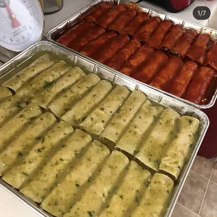 Catering Red and Green  Chicken Enchiladas.