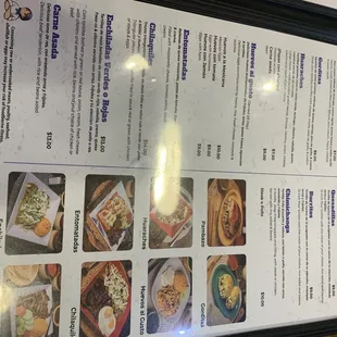 a menu for a restaurant